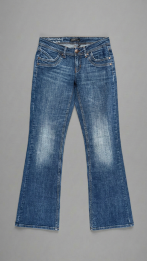 y2k bootcut jeans mit aufwendigen stick und strass details