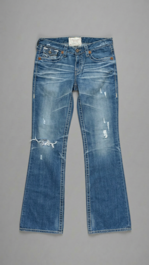big star distressed flared