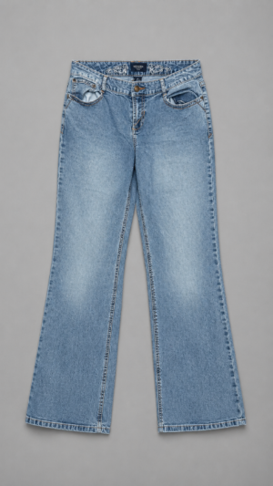 vintage flared stickerei jeans