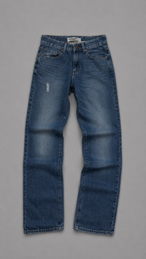 vintage y2k straight leg jeans mit strass klappentaschen